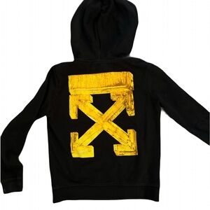 Off-White Black Hoodie with Yellow Arrow Logo Unisex